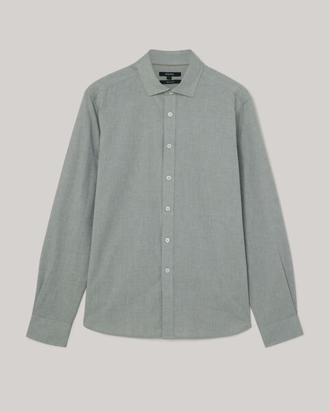 Slub Texture Long Sleeve Shirt, Sage, hi-res
